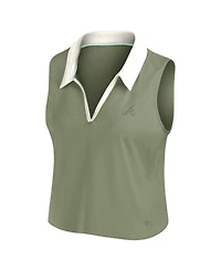 Fanatics Women's Olive Atlanta Braves Studio Wellness V-Neck Tank Top