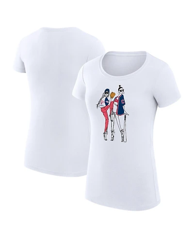 G-iii 4Her by Carl Banks Women's White Cleveland Guardians Super-Slim Fit Lightweight Baseball Girls T-Shirt