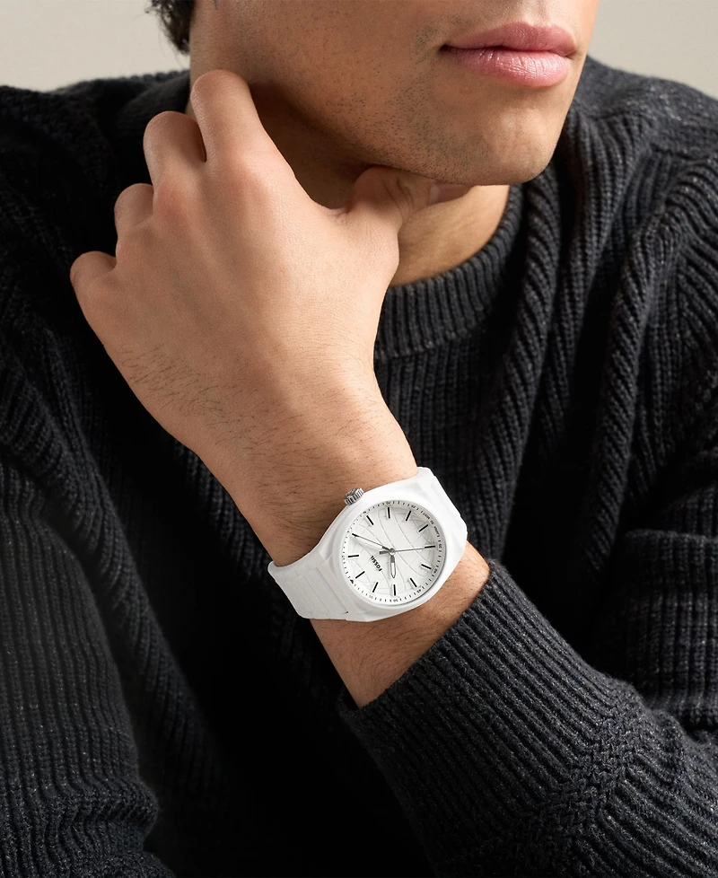 Fossil Men's Everett Three-Hand White Silicone Watch 42mm