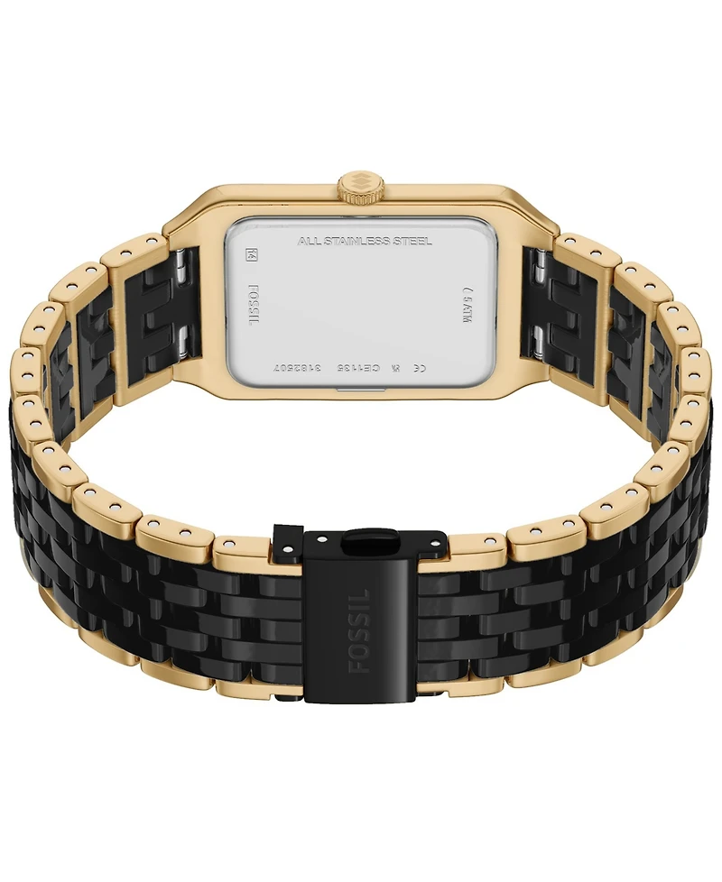 Fossil Women's Raquel Three-Hand Date Gold-Tone Stainless Steel and Black Ceramic Watch 26mm