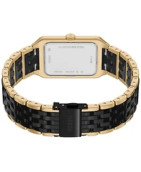 Fossil Women's Raquel Three-Hand Date Gold-Tone Stainless Steel and Black Ceramic Watch 26mm