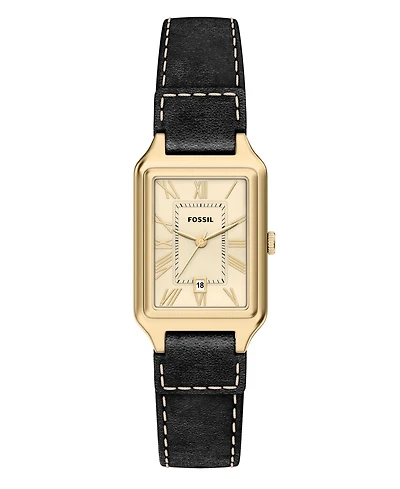 Fossil Women's Raquel Three-Hand Date Black Leather Watch 23mm