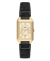 Fossil Women's Raquel Three-Hand Date Black Leather Watch 23mm