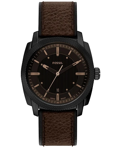 Fossil Men's Machine Three-Hand Date Brown Leather Watch 41mm