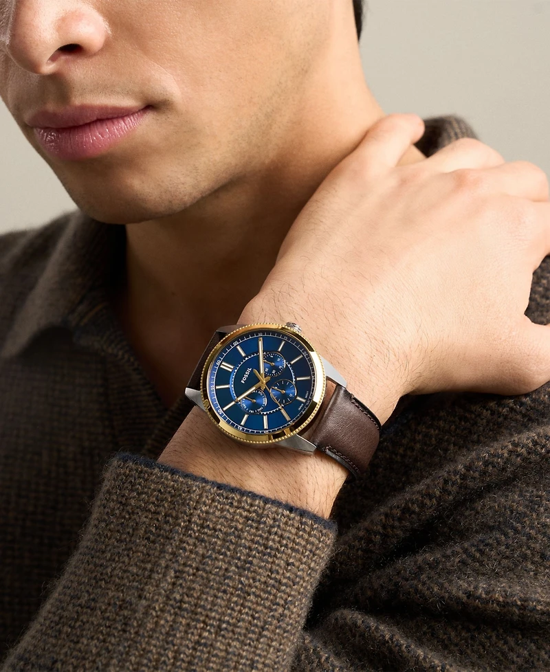 Fossil Men's Pearson Multi-Function Brown Leather Watch 42mm