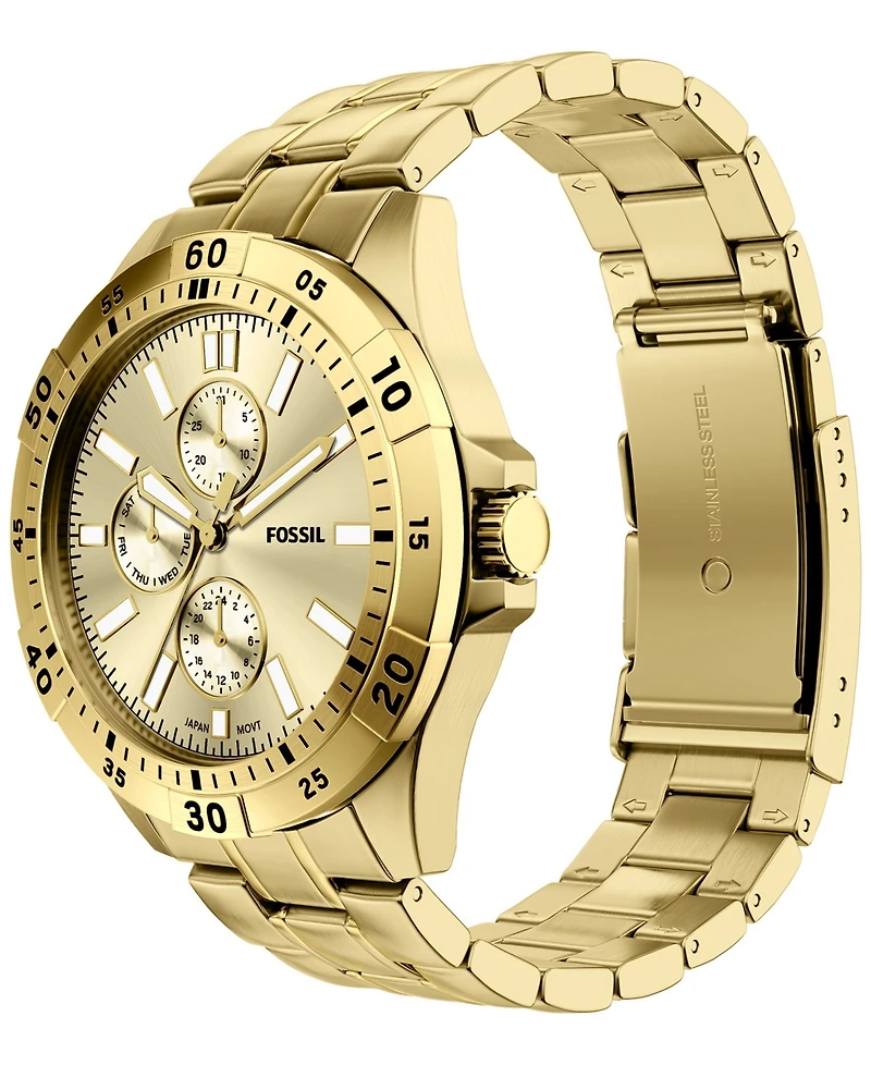 Fossil Men's Garrett Multi-Function Gold-Tone Stainless Steel Watch 44mm
