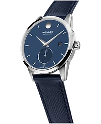 Movado Men's Museum Taga Swiss Automatic Blue Leather Watch 40mm