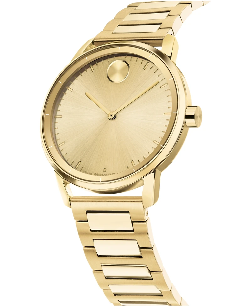 Movado Men's Bold Echo Swiss Quartz Ionic Plated Light Yellow Gold Steel Watch 40mm