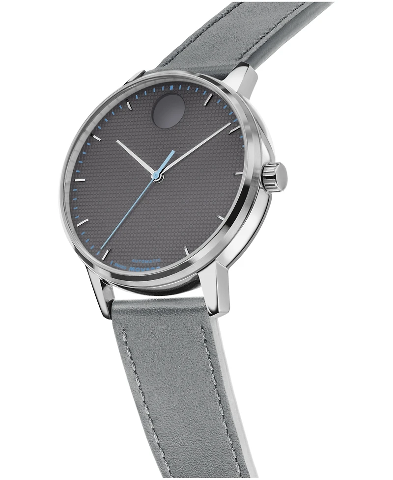 Movado Men's Movado Face Swiss Quartz Dark Gray Leather Watch 39mm
