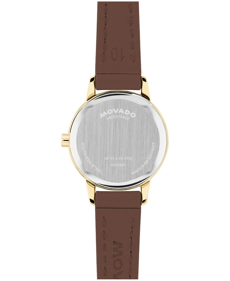 Movado Women's Baby Face Swiss Quartz Warm Brown Leather Watch 22.50mm