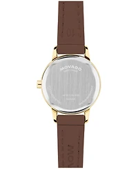 Movado Women's Baby Face Swiss Quartz Warm Brown Leather Watch 22.50mm