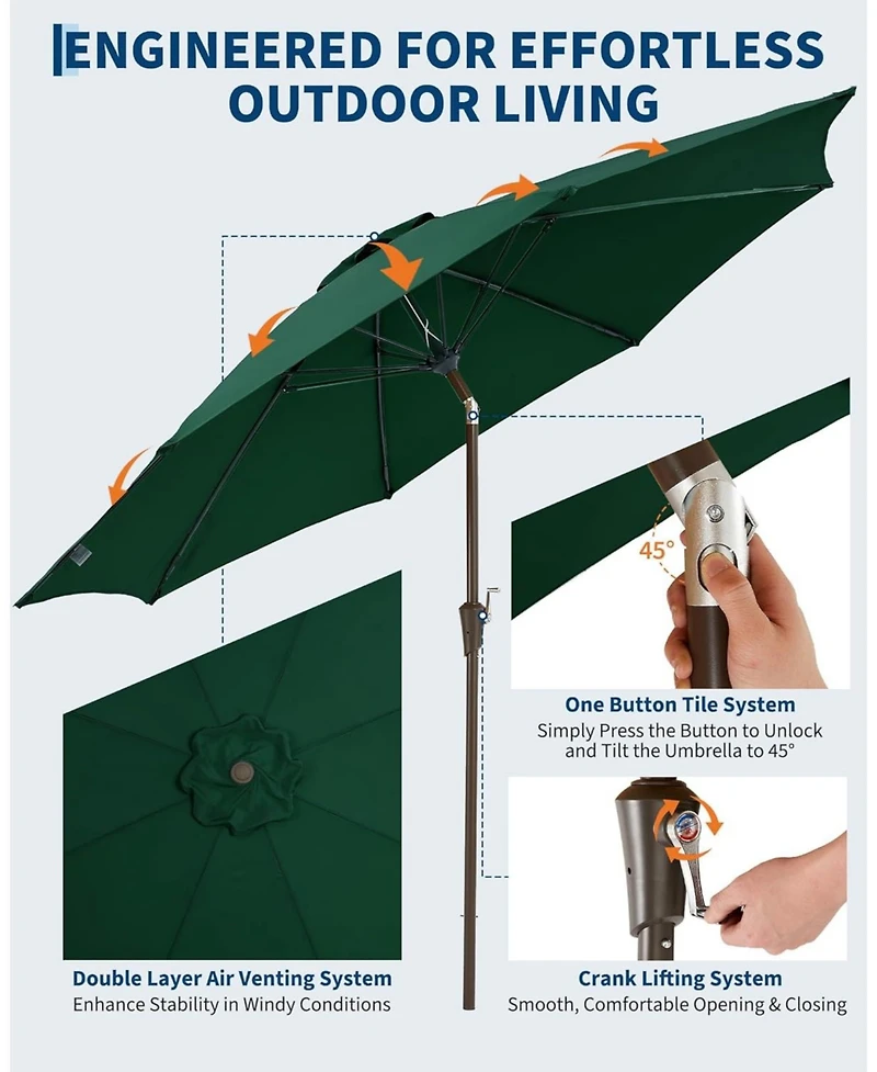 gaomon Garden Backyard 9Feet Outdoor Patio Market Table Umbrella for Deck and Poolside