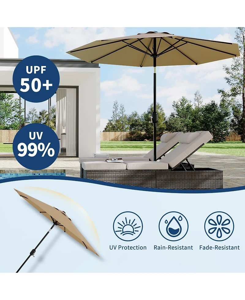 gaomon Solar Patio Umbrella with 40 Led Lights and Crank Tilt, Large Uv-Resistant Outdoor Patio Market Umbrella with 8 Ribs
