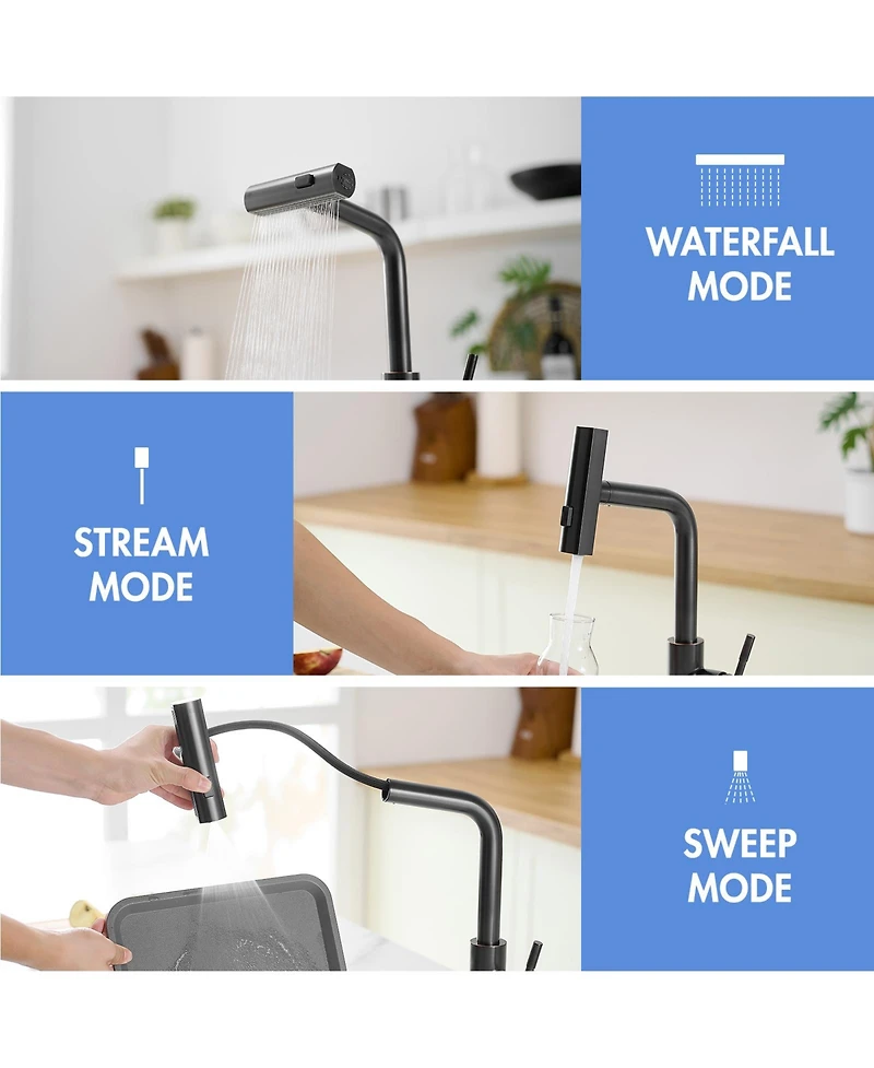 Phying 360degree(s) Rotation Pull-Down Kitchen Faucet with 3 Spray Modes