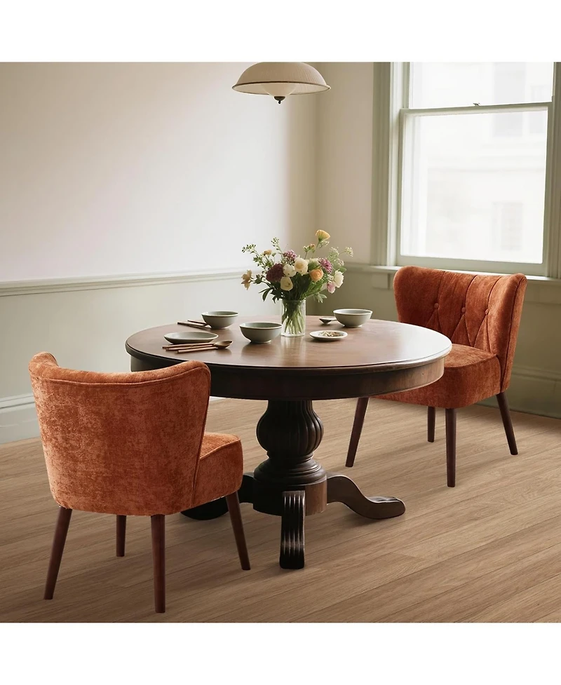 gaomon Mid-Century Modern Velvet Accent Chair in Linen, Ergonomic Wingback Design with Button Tufted Back