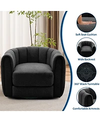 gaomon Modern Striped Swivel Barrel Accent Chair, 360degree(s) Rotating Soft Upholstered Arm Lounge Chair for Living Room Bedroom Office Small Spaces