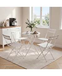 gaomon 5 Piece Patio Bistro Set - Metal Frame Folding Patio Furniture, Outdoor/Indoor Bistro Table and Chairs Set, No Assembly Needed, for Balcony