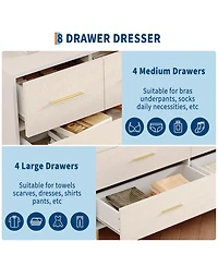 gaomon Set of 2 Dresser Modern 8-Drawer Wooden Nightstand with Handles and Legs, Linen-Textured Surface, Tv Stand for Bedroom Living Room
