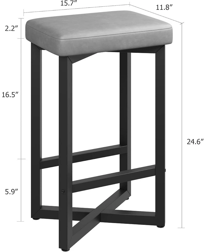 gaomon Set of 4 24.6 Inch Counter Height Backless Barstools, Upholstered Pu Leather Seats with Metal X-Frame and Footrest, Modern Kitchen Stools