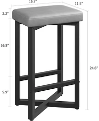 gaomon Set of 4 24.6 Inch Counter Height Backless Barstools, Upholstered Pu Leather Seats with Metal X-Frame and Footrest, Modern Kitchen Stools
