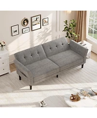 gaomon 89 Inches Convertible Sofa Bed, Modern Chenille Sleeper Sofa with Adjustable Backrest and Armrest, Deep Seat Futon Couch