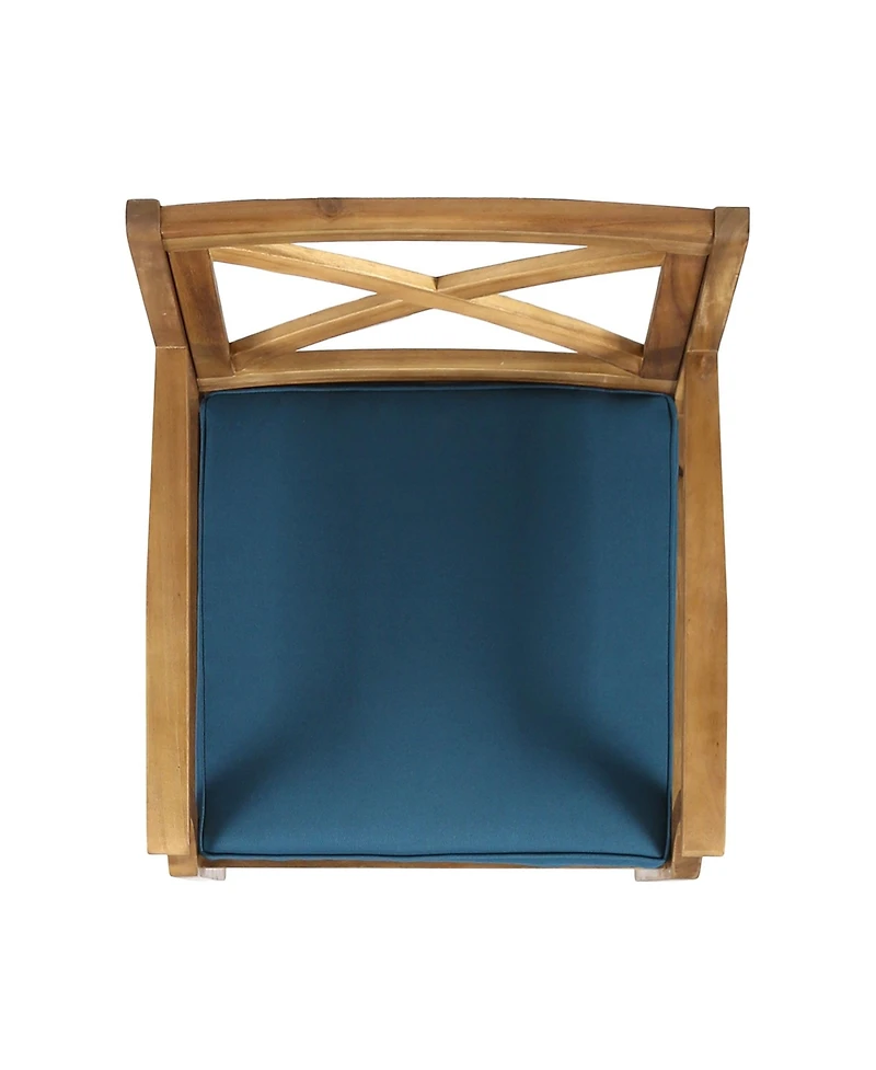 Clihome 2Pieces Outdoor Dining Chairs with Cushions Acacia Wood Patio
