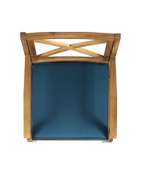 Clihome 2Pieces Outdoor Dining Chairs with Cushions Acacia Wood Patio