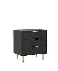Clihome Modern Nightstand with Storage Cabinet, Charging Station, Bed Table Night Light