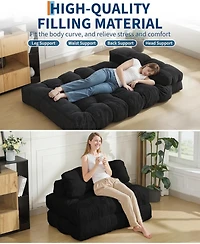gaomon 3-in-1 Folding Sofa Bed, Convertible Single Futon Couch Bed with Back Support and Pillow