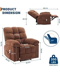 gaomon Recliner Chair, Wide Rocker Chair, Rocking Chair with Massage and Heat
