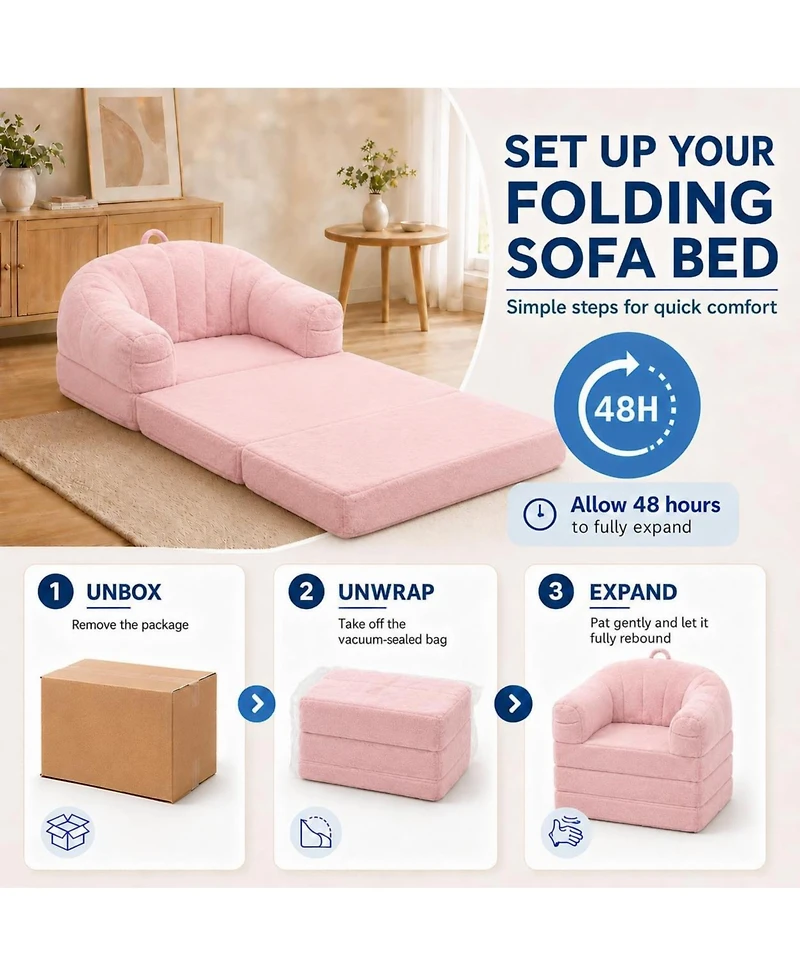 gaomon Chenille Folding Sofa Bed, Convertible Sleeper Chair with U-Shaped Arms, No Assembly Required