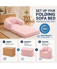 gaomon Chenille Folding Sofa Bed, Convertible Sleeper Chair with U-Shaped Arms, No Assembly Required