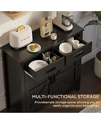 Clihome Modern Black Kitchen Storage Cabinet Buffet Cabinet with Storage, Coffee Bar Cabinet with 2 Drawers and 2 Doors