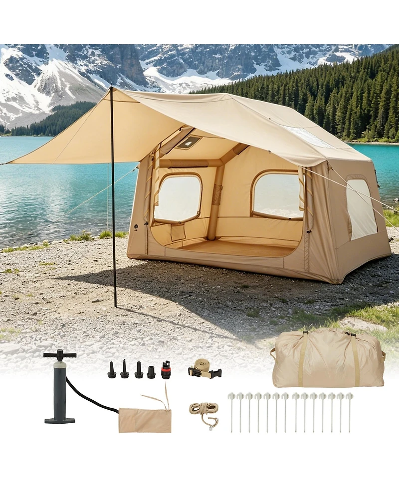 gaomon 10.5ft x 8.2ft Quick Setup Inflatable Camping Tent, Air Glamping Tent for 2-6 Person for Camping, Beach, Outdoor with Canopy