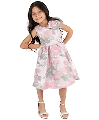 Rare Editions Girls' 2T-6X Brocade Bow Shoulder Dress