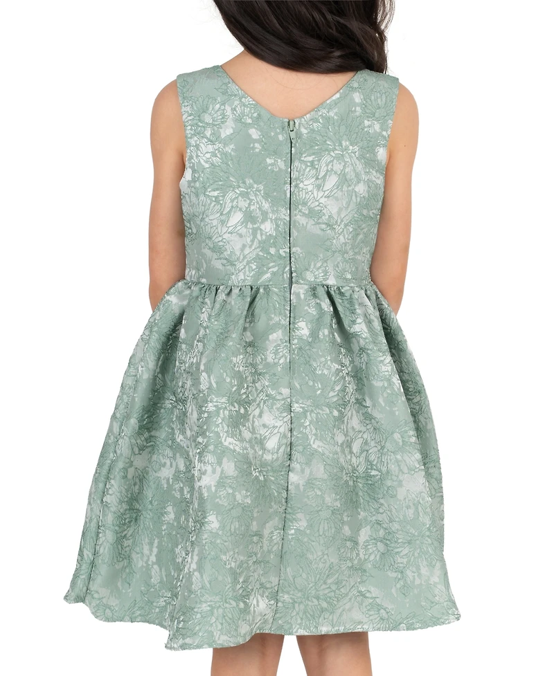 Rare Editions Girls' 2T-6X Brocade Bodice with Large Self Bow Dress