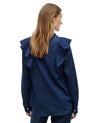 Tommy Hilfiger Women's Volant Long-Sleeve Button-Up Shirt