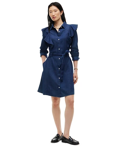 Tommy Hilfiger Women's Denim Volant Polo Collar Dress