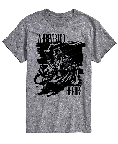 Airwaves Men's The Mandalorian & Grogu Wherever I Go Graphic T-Shirt