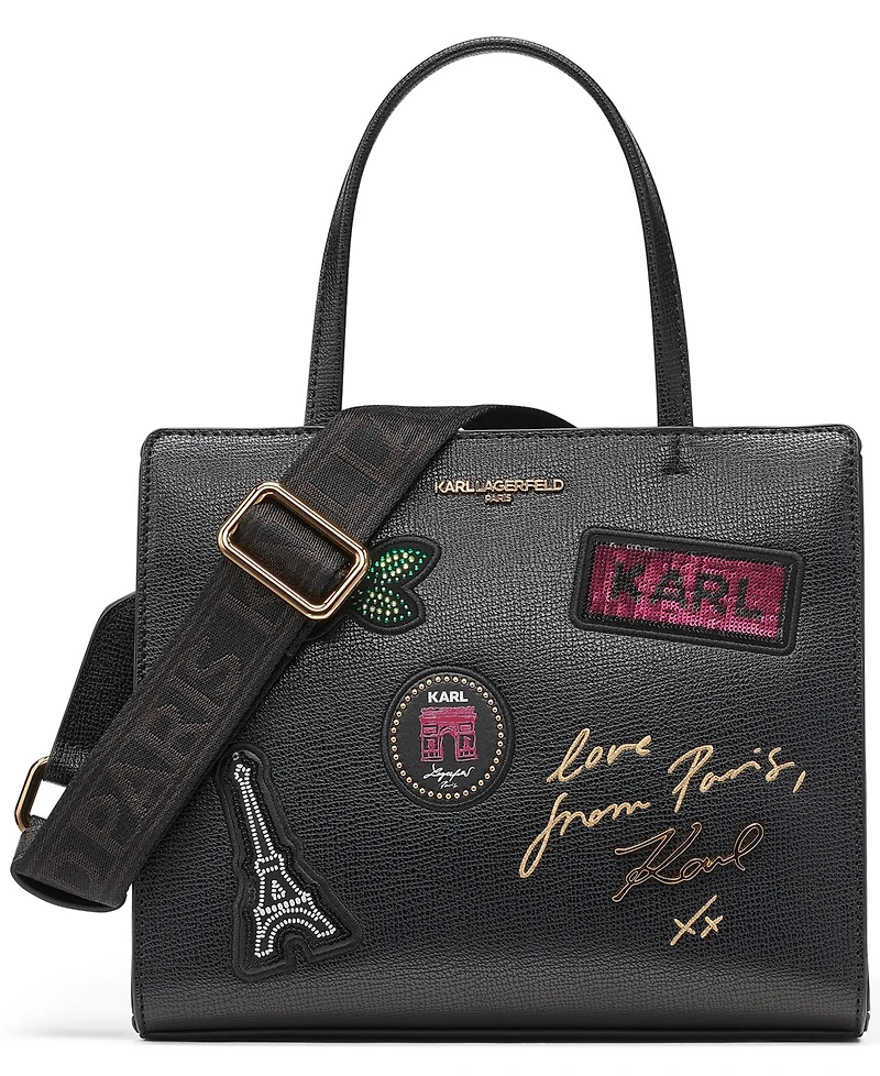 Karl Lagerfeld Paris Maybelle Logo Print Small Satchel Handbag