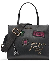 Karl Lagerfeld Paris Maybelle Logo Print Small Satchel Handbag