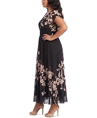 Taylor Plus Floral Smocked Waist V-Neck Dress