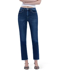 Vervet Women's Super High Rise Stretch Raw Hem Slim Straight Jeans