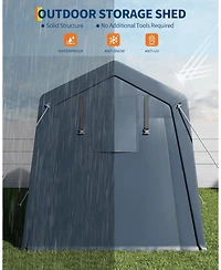 gaomon Portable Outdoor Storage Shed with Roll-Up Zipper Door and Vent, 240G Heavy-Duty Shelter Waterproof Pe Tarp, Uv-Resistant Carport