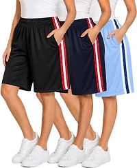 Jump Start Women's Loose Fit Moisture-Wicking Performance Shorts-3 Pack