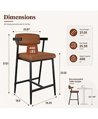 Gaomon 4-Piece Bar Stool Set: Metal Stools with Armrests and Footrests, High-Back Design, Soft Cushions-Perfect for Kitchen Islands Bars