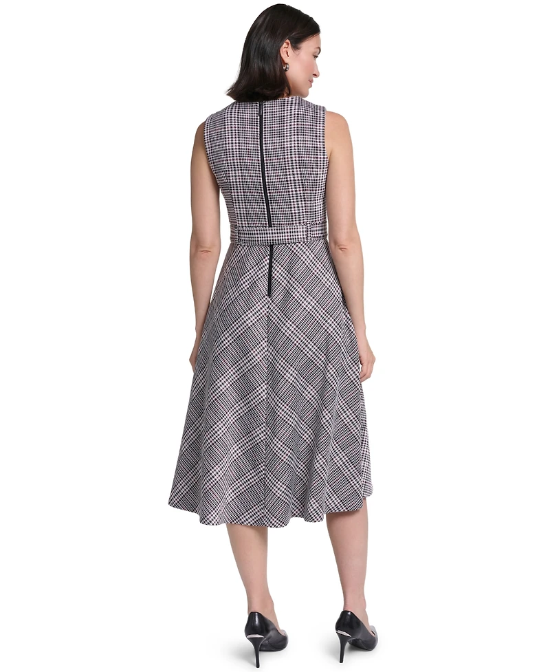Calvin Klein Women's Sleeveless Belted Ponte A-Line Midi Dress