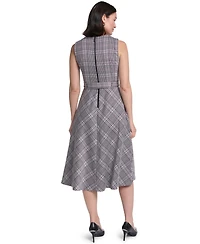 Calvin Klein Women's Sleeveless Belted Ponte A-Line Midi Dress