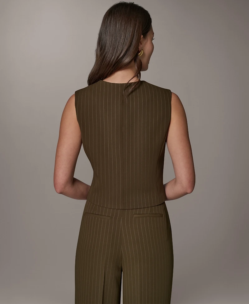 Donna Karan New York Women's Cropped Pinstripe Sleeveless Vest