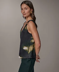 Donna Karan New York Women's Printed V-Neck Sleeveless Top